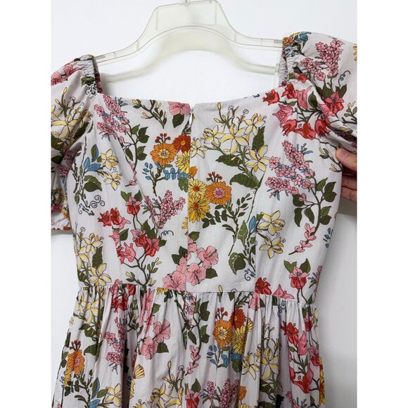 Coco Shop Short Sleeve Maxi Dress Multi Floral Print Cotton Rainbow Colorful M - Picture 12 of 16